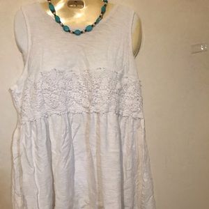 White top with lace.  Tank Style.
